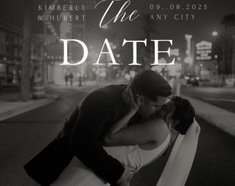 Black & White Modern Wedding Save the Date Design Template Digital Download