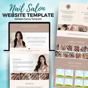 Nail Salon Website Template, Customize Easily with Canva, Boost Your Beauty Brand or Business Now