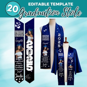 Custom Graduation Stole Template 2025: Editable Design (Digital Download)