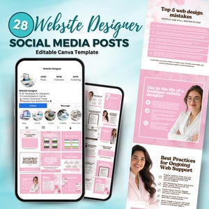 Website Designer Social Media Posts | Editable Canva Templates for Digital Marketing & Client Attraction