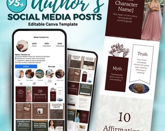 Authors & Writers Creative Neutral Themed Social Media Posts Canva Template Digital Download