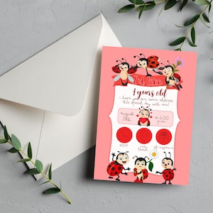 Invito alla festa di Ladybug modificabile per ragazze / Graziosa festa di compleanno a tema Miraculous / Download digitale istantaneo