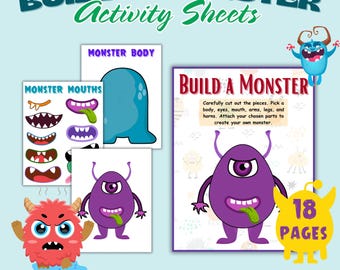 Kids Activity Sheets Printable Build A Monster Cut and Paste