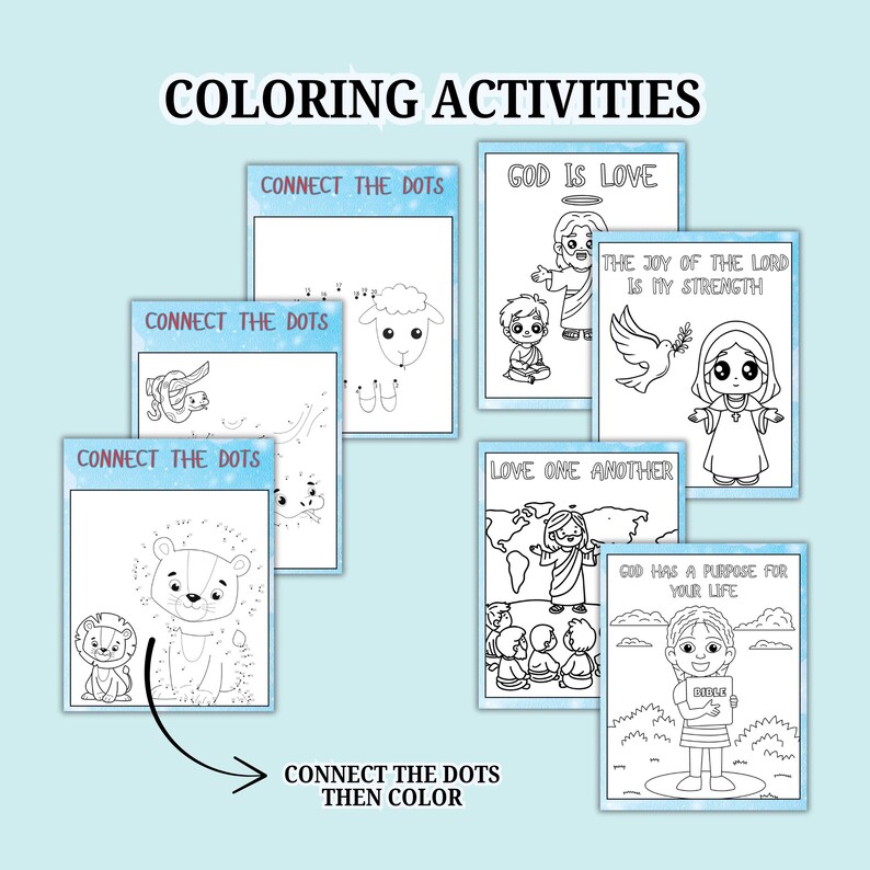 Kids Bible Activity Sheets Printable Christian Coloring Pages Games ...