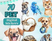 Pet Stickers Dog Cat Printable Sticker Planner Goodnotes Digital Download