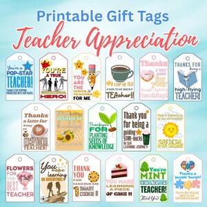 Teacher Appreciation Gift Tags: Printable Thank You Notes (PDF)