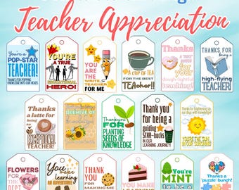 Teacher Appreciation Gift Tags: Printable Thank You Notes (PDF)