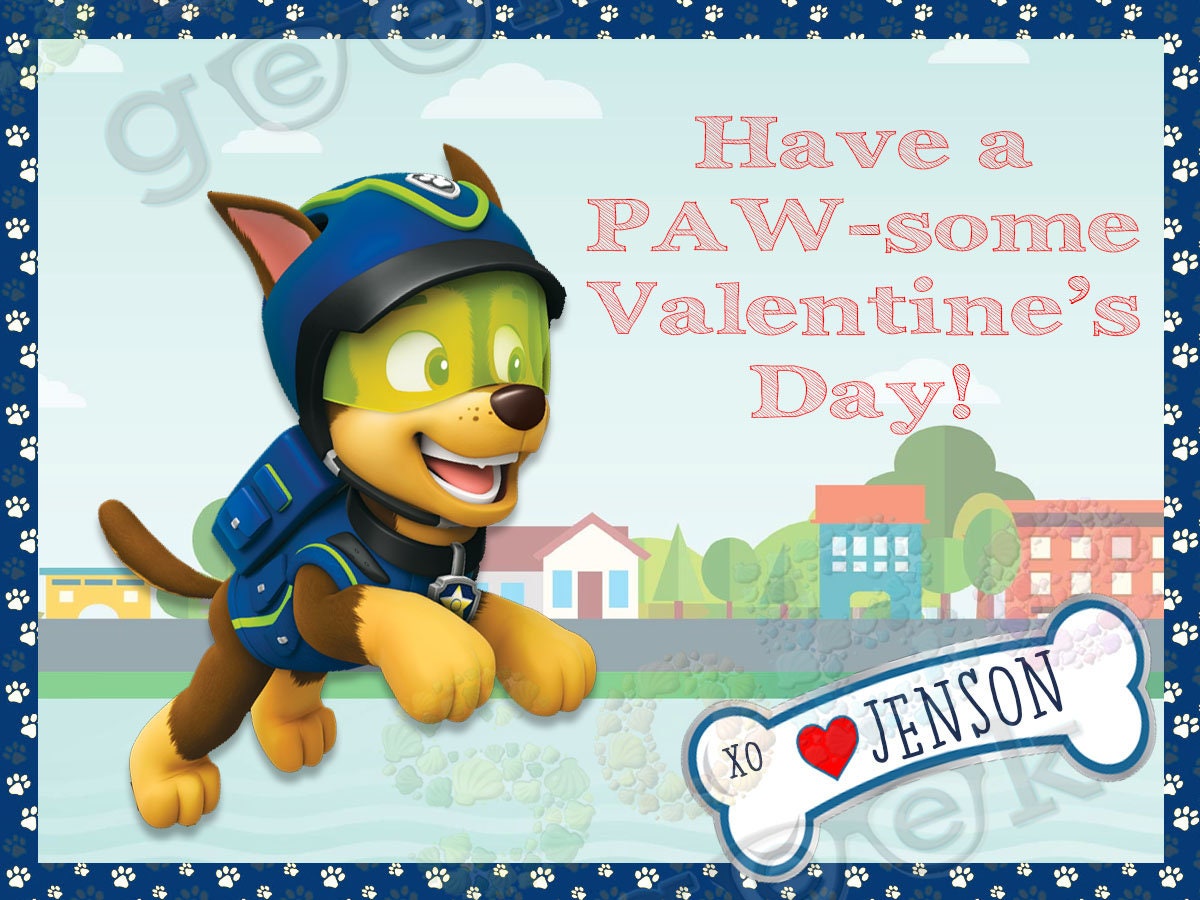 Paw Patrol DIRECT DOWNLOAD Valentine's Day Personalized Etsy