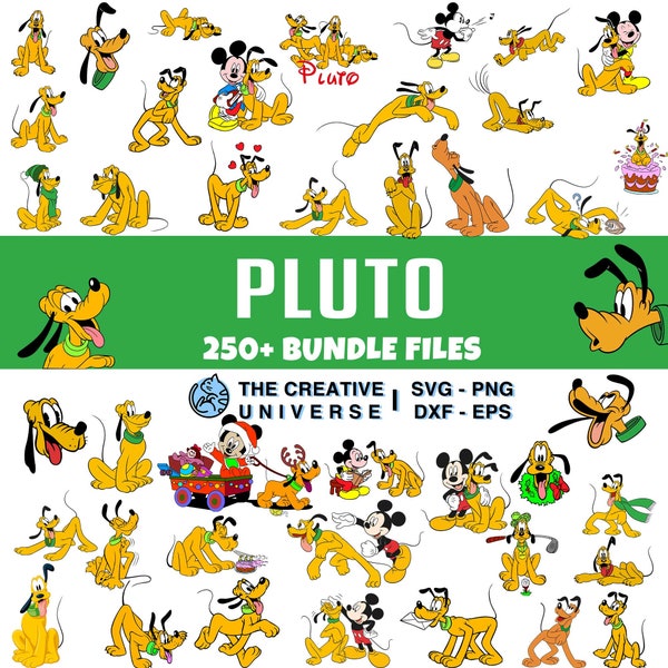 Pluto Bundle SVG, Cricut cut file, mickey and pluto DXF, PNG, clipart, Printable Files