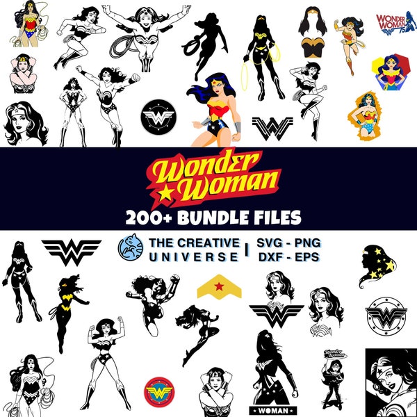 Wonder Woman Bundle SVG, Cricut cut file, wonderwoman, DXF, PNG, clipart, Printable Files