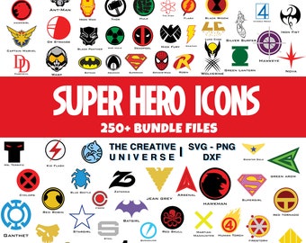 Super Heros Icons Svg Bundle, Super Boy, Super Girl, Couper des fichiers, Cliparts, PNG, DXF