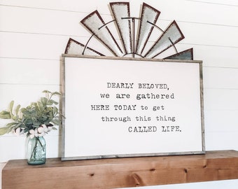 Dearly Beloved Prince Quote Wood Sign, We are gathered here today, Framed Wood Sign, Music Lyrics Wooden Sign, Music Room Sign, Gift For Him