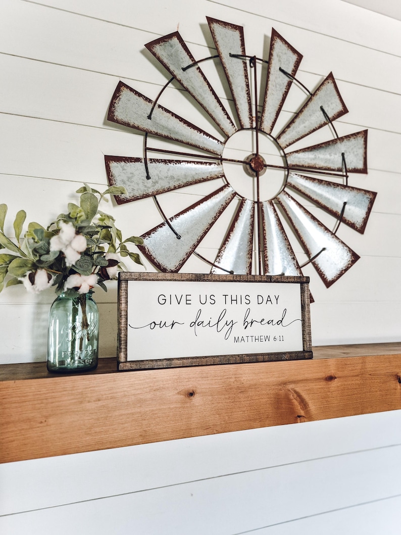 Give Us This Day Our Daily Bread Sign, Kitchen Wall Art, Dining Room Decor, Wedding Gift, Scripture Decor, The Lords Prayer, Religious Gifts image 7