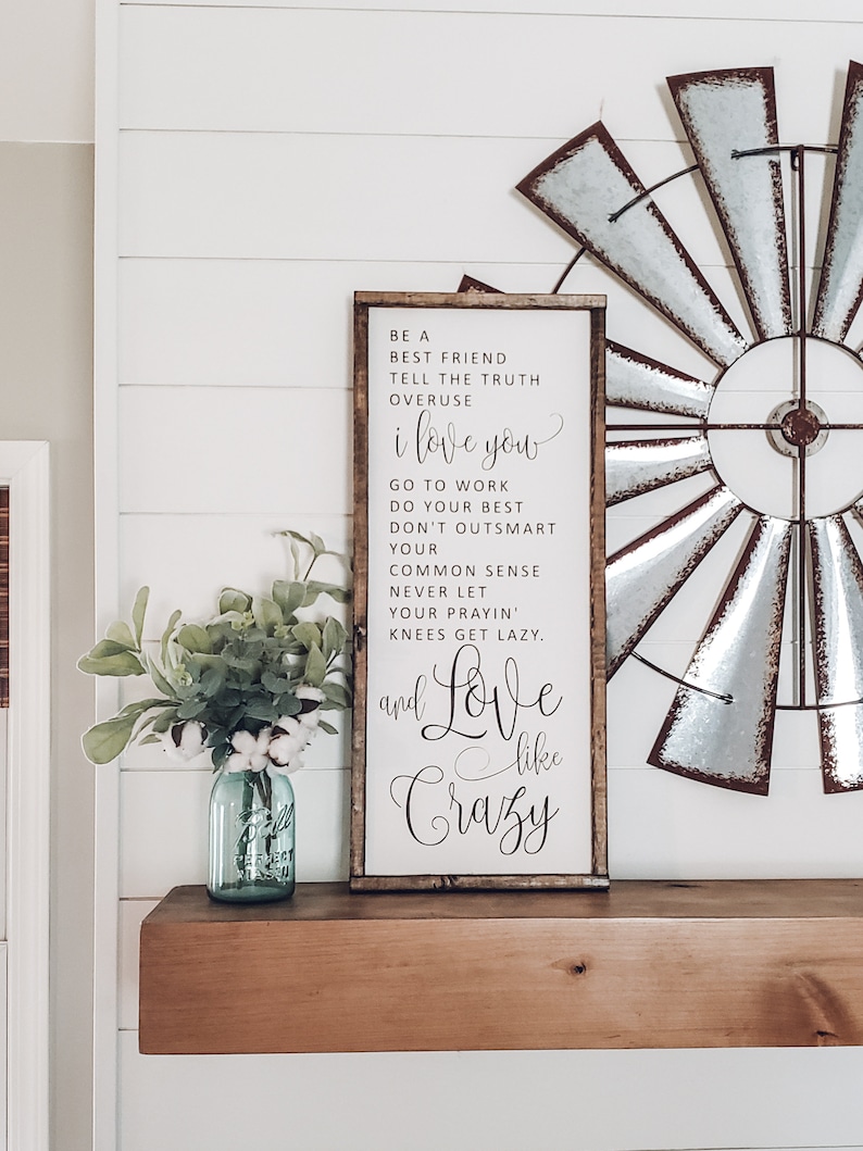 Love Like Crazy Sign, Framed Wood Sign, Bedroom Wall Art, Wedding Gift, Family Room Decor, Wedding Song, Be a Best Friend, Anniversary Gift 28x12 inches