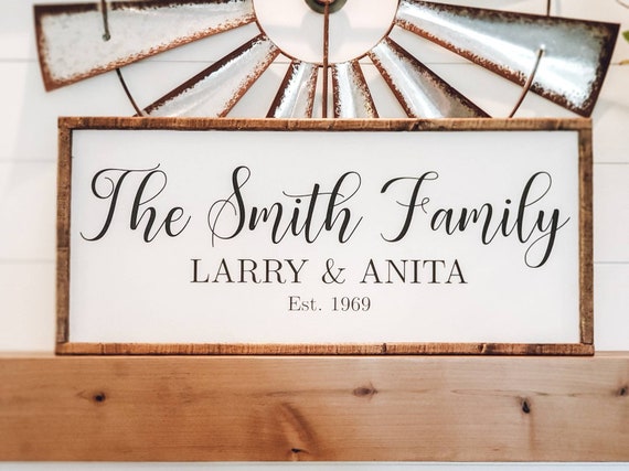 Personalized Family Established Sign  Family Name Sign With First Last  Names