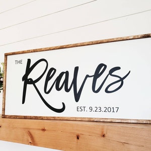 Last Name Sign, Family Established Sign, Family Name Sign, Wood Sign, Large Sign, Wedding Gift, Anniversary Gift, Family Room Decor,Wall Art