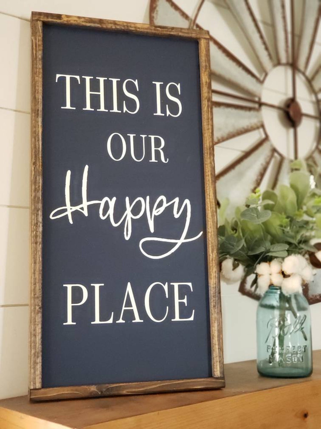 This is Our Happy Place Sign, Happy Place Wood Sign, Living Room Wall