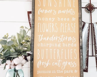 Summer Favorite Things Sign, Summer Words List Sign, Framed Wood Sign, Sunshine Sign, Flowers Sign, Wall Decor, Summer Wall Art,Gift for Her