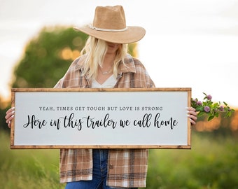 Trailer We Call Home Wood Sign, Master Bedroom Sign, Above Bed Wall Decor, Wedding Gift, Bedroom Wall Art, Gift for Him,Rustic Bedroom Decor