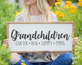 Personalized Grandchildren Sign with Names, Grandkids Name Sign, Grandma Gift, Custom Grandchildren Wood Sign, Nana Gift, Family Sign