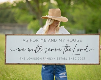 As For Me and My House Sign, We Will Serve the Lord Sign, Personalized Sign, Wedding Gift, Dining Room Wall Art, Scripture Wall Decor,Joshua