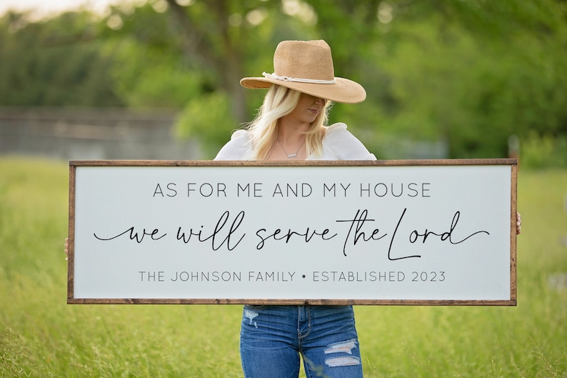 As For Me and My House Sign, We Will Serve the Lord Sign, Personalized Sign, Wedding Gift, Dining Room Wall Art, Scripture Wall Decor,Joshua