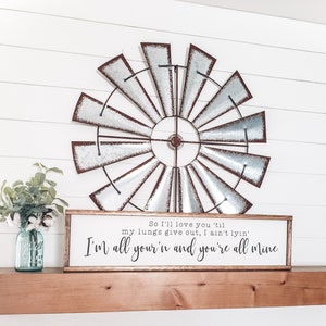 I'm All Your'n Lyrics Sign, Tyler Childers Song Lyrics, I'll Love You Til My Lungs Give Out, Wood Sign, Country Music Lyrics, Wedding Gift image 10