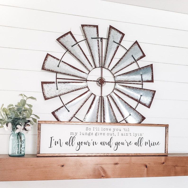 I'm All Your'n Lyrics Sign, Tyler Childers Song Lyrics, I'll Love You Til My Lungs Give Out, Wood Sign, Country Music Lyrics, Wedding Gift image 10