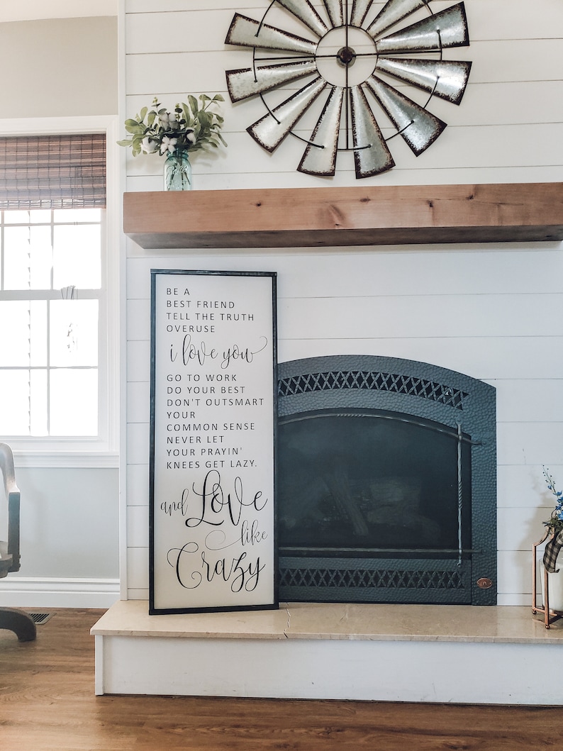 Love Like Crazy Sign, Framed Wood Sign, Bedroom Wall Art, Wedding Gift, Family Room Decor, Wedding Song, Be a Best Friend, Anniversary Gift 48x18 inches