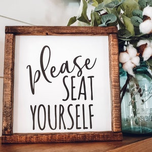 Please Seat Yourself Sign, Bathroom Sign, Funny Sign, Funny Bathroom Sign, Farmhouse Sign, Framed Wood Signs, Rustic Sign, Bathroom Humor