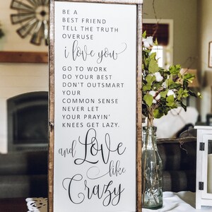 Love Like Crazy Sign, Framed Wood Sign, Bedroom Wall Art, Wedding Gift, Family Room Decor, Wedding Song, Be a Best Friend, Anniversary Gift bild 9