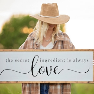 Kitchen Wall Art, The Secret Ingredient Is Always Love Sign, Dining Room Wall Decor, Framed Wood Sign, Housewarming Gift, Kitchen Sign