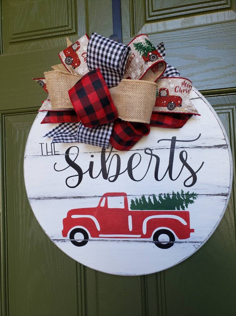 Round Door Hanger Christmas Door Hanger Personalized Door | Etsy