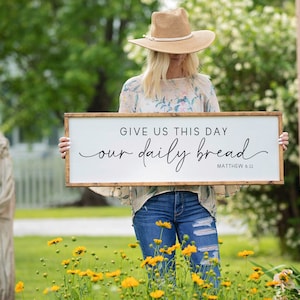 Give Us This Day Our Daily Bread Sign, Kitchen Wall Art, Dining Room Decor, Wedding Gift, Scripture Decor, The Lords Prayer, Religious Gifts image 8
