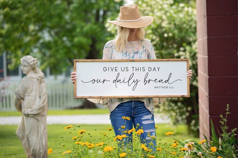 Give Us This Day Our Daily Bread Sign, Kitchen Wall Art, Dining Room Decor, Wedding Gift, Scripture Decor, The Lords Prayer, Religious Gifts image 8