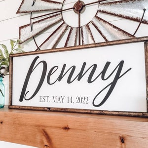 Last Name Established Sign, Last Name Sign, Wedding Date Sign, Framed Wood Sign, Farmhouse Sign, Wedding Gift, Gift for Her, Anniversary image 3