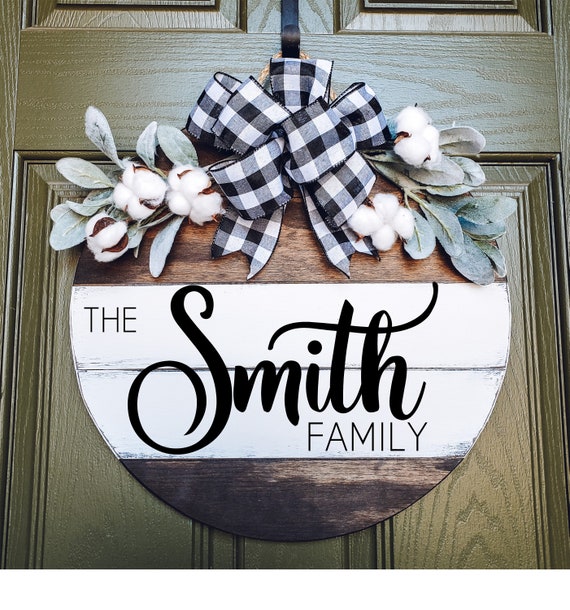 Last Name Door Sign Personalized Door Hanger Door Decor Etsy