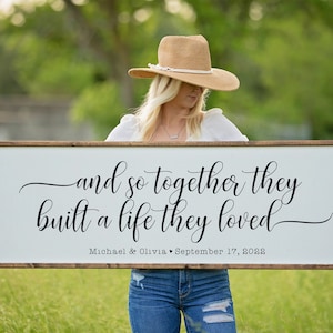And So Together They Built A Life They Love Sign, Master Bedroom Wall Decor, Personalized Wood Sign, Framed Wooden Sign, Gift For Her