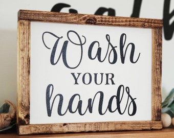 Wash Your Hands Sign, Bathroom Sign, Farmhouse Sign, Wood Sign, Funny Bathroom Sign, Bathroom Decor, Farmhouse Bathroom, Kids Bathroom Decor
