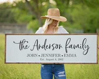 Personalized Family Name Sign, Custom Last Name Established Sign, Wood Wall Decor, Wedding Gift, Anniversary Gift, Farmhouse Decor