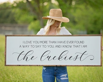 The Luckiest Song Lyrics Sign, Ben Folds Wood Sign,Wedding Song Wood Sign, Music Room Sign, Gift for Him, Anniversary Gift, Above Bed Sign