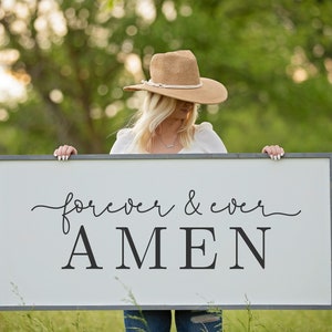 Forever and Ever Amen Sign, Wedding Song Sign, Framed Wood Sign, Wood Amen Wall Decor, Amen Wall Art, Wedding Gift, Anniversary Gift for Her