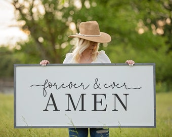 Forever and Ever Amen Sign, Wedding Song Sign, Framed Wood Sign, Wood Amen Wall Decor, Amen Wall Art, Wedding Gift, Anniversary Gift for Her