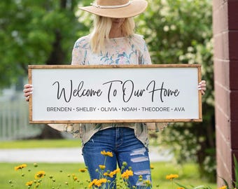 Welcome to Our Home Sign, Family Established Sign, Name Sign, Wedding Gift, Housewarming Gift, Anniversary Gift, Mothers Day, Newlywed Gift
