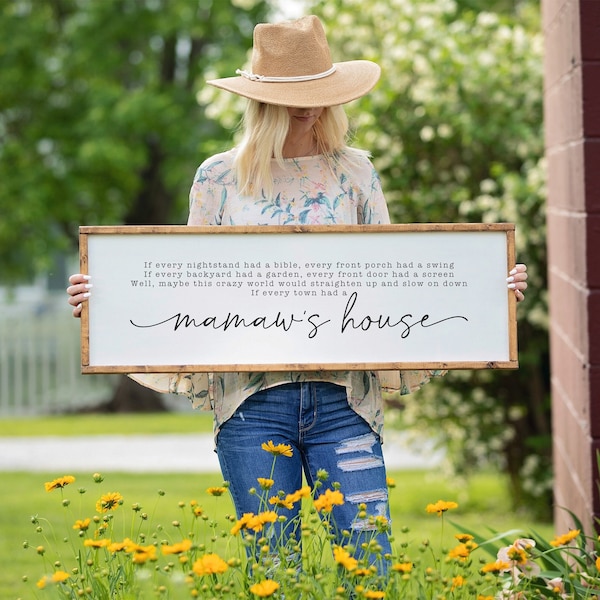 Mamaw's House Wood Sign, Family Room Wall Art, Bedroom Wall Art, Country Song Lyrics, Grandparent Gift, Sign for Mom, Framed Wood Sign