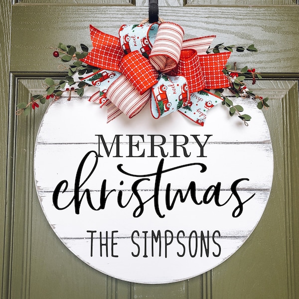 Round Christmas Door Hanger Etsy