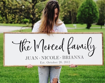 Last Name Sign, Family Established Sign, Family Name Sign, Wood Sign, Wedding Gift, Anniversary Gift, Established Date, Personalized, Large