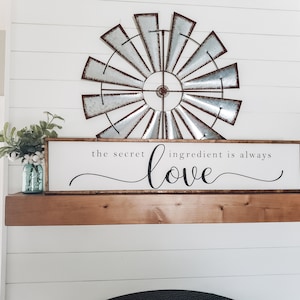 Kitchen Wall Art, The Secret Ingredient Is Always Love Sign, Dining Room Wall Decor, Framed Wood Sign, Housewarming Gift, Kitchen Sign image 3