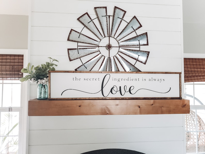 Kitchen Wall Art, The Secret Ingredient Is Always Love Sign, Dining Room Wall Decor, Framed Wood Sign, Housewarming Gift, Kitchen Sign image 3