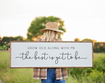 Grow Old Along With Me Sign, Master Bedroom Wood Sign, Bedroom Wall Decor, Above Bed Sign, Bedroom Wall Art, Anniversary Gift, Wedding Gift